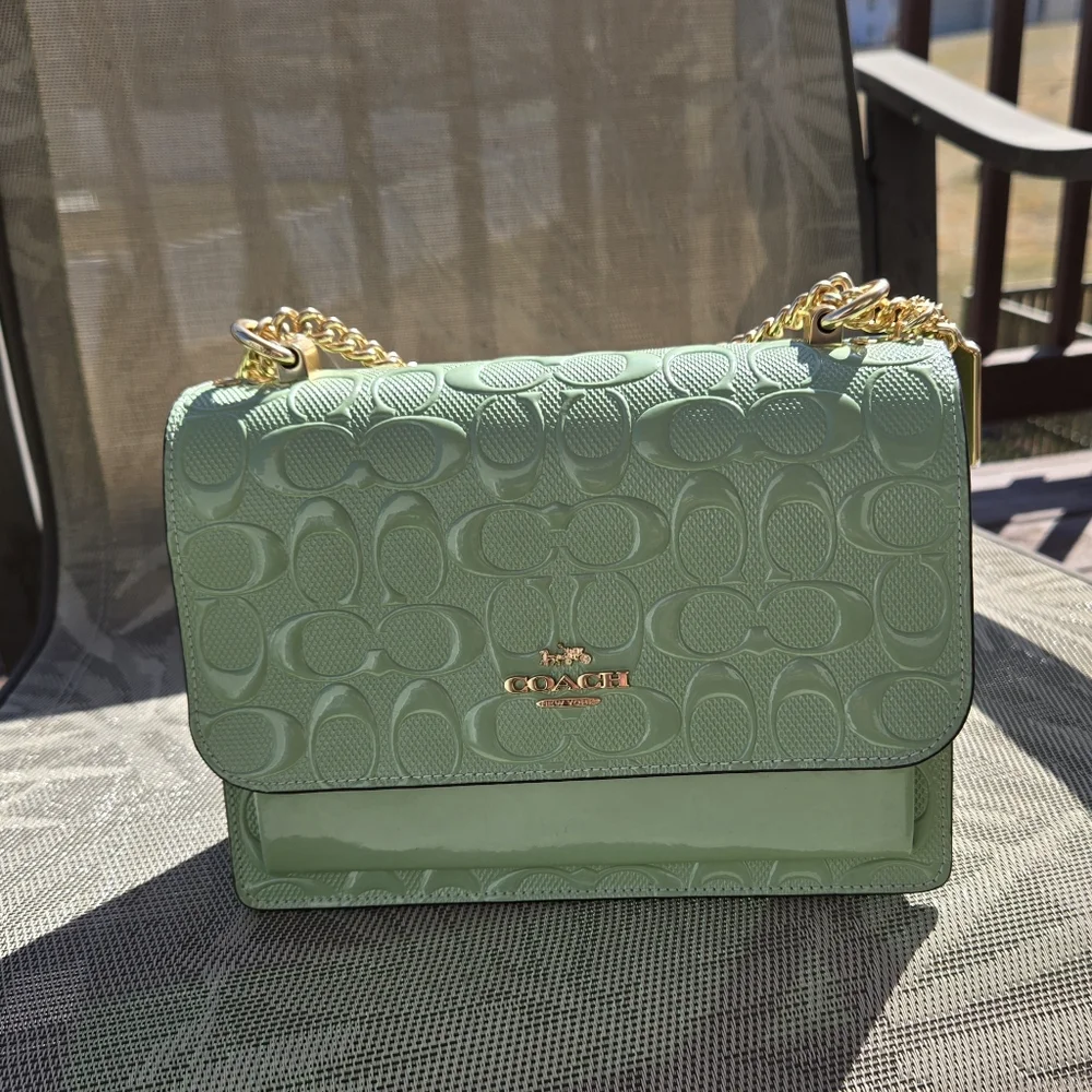 NWT Coach Klare Pale Green Signature Leather Crossbody Bag